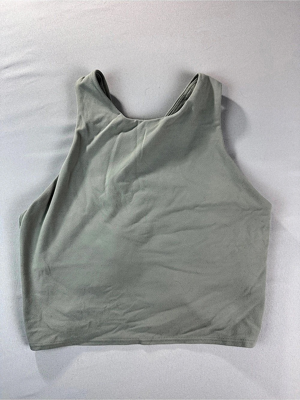 Athleta Momentum Seamless High Neck Crop Tank Sports Bra Sage Green XS